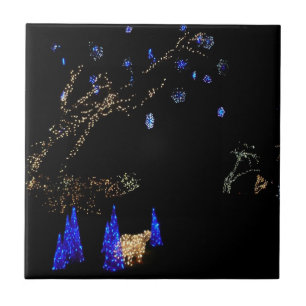 Azulejo De Cerâmica Winter Wonderland Lights Blue and White Holiday