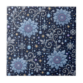 Azulejo De Cerâmica Winterjuwelen – Eisblumen unter Sternen