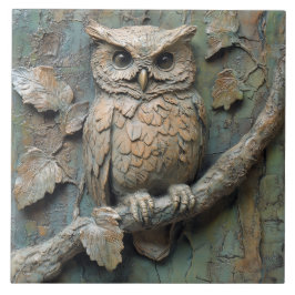 Azulejo De Cerâmica Wise Owl no Branch Wildlife Faux Alivio