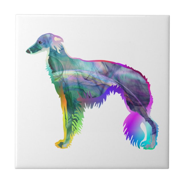 Azulejo De Cerâmica Wispy Silken Windhound  (Frente)