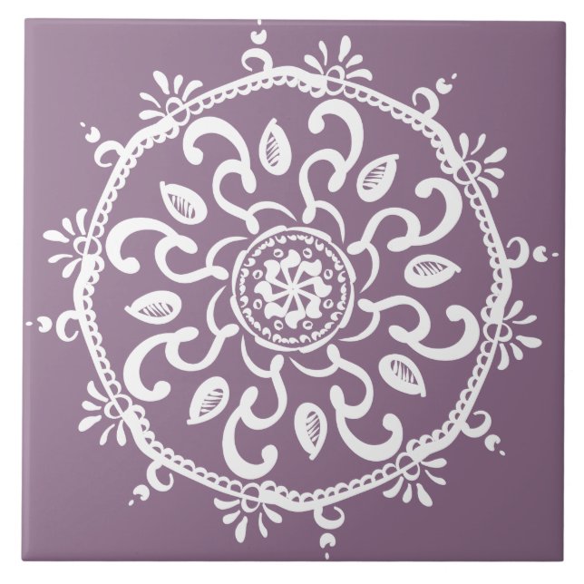 Azulejo De Cerâmica Wisteria Mandala (Frente)