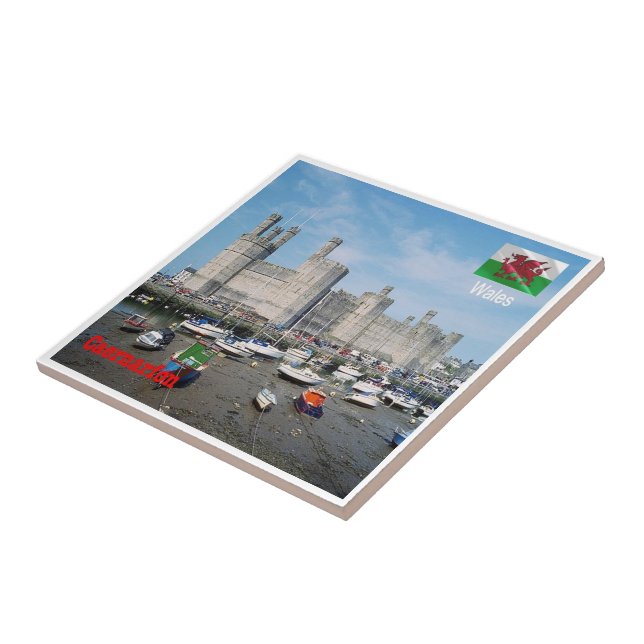 Azulejo De Cerâmica WLS018 CAERNARFON CASTLE, País de Gales, Europa (Lateral)