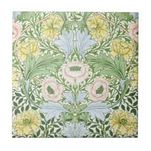 Azulejo De Cerâmica Wm Morris Myrtle Floral Arte Nova Brilhante