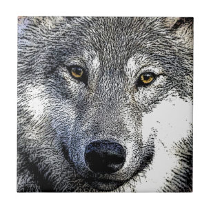 Azulejo De Cerâmica Wolf Eyes Trabalho de arte