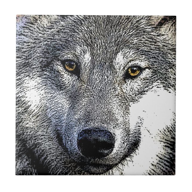 Azulejo De Cerâmica Wolf Eyes Trabalho de arte (Frente)