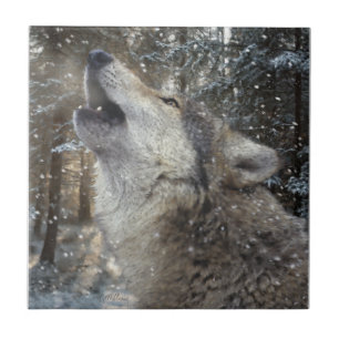 Azulejo De Cerâmica Wolf Song - Pastel