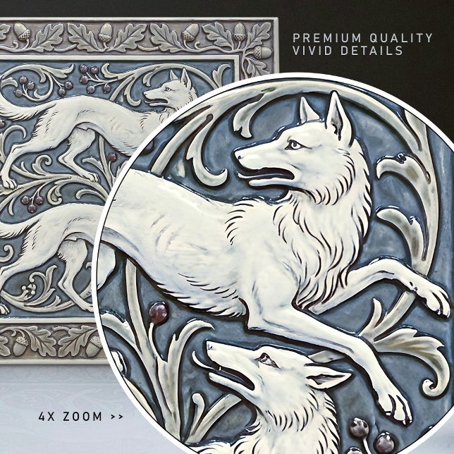 Azulejo De Cerâmica Wolves Arts & Crafts Wall Decor Art Nouveau Crane (Criador carregado)