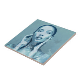 Azulejo De Cerâmica "Woman in Blue"