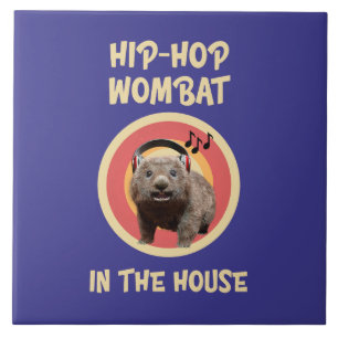 Azulejo De Cerâmica Wombat de Hip-hop Engraçado em Casa