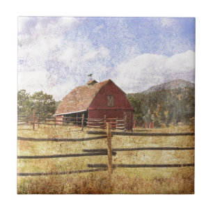 Azulejo De Cerâmica Woodgrain Western Country Fazenda Primitiva Red Ba