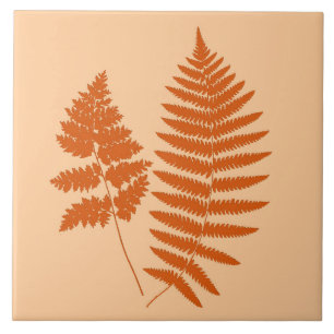 Azulejo De Cerâmica Woodland Fern, Pastel e Mandarin Orange