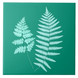 Azulejo De Cerâmica Woodland Fern, Turquesa e Aqua