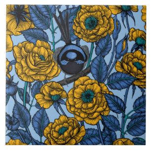 Azulejo De Cerâmica Wren nos rosas