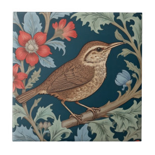 Azulejo De Cerâmica Wren William Morris estilo Face direita Pássaro