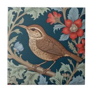 Azulejo De Cerâmica Wren William Morris Estilo virado para a esquerda 