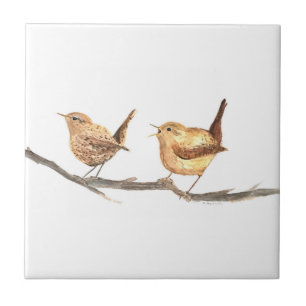 Azulejo De Cerâmica Wrens Rustic Vintage cozinha Birds Woodlands Chic