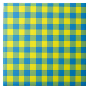 Azulejo De Cerâmica Xadrez Azul Amarelo Verde Padrão de Peito de Perdi
