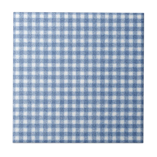 Azulejo De Cerâmica Xadrez Azul e Branco Clássico (Frente)