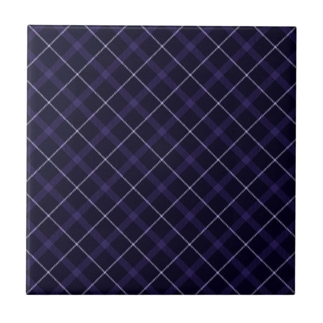 Azulejo De Cerâmica Xadrez Azul / Tartã (Frente)