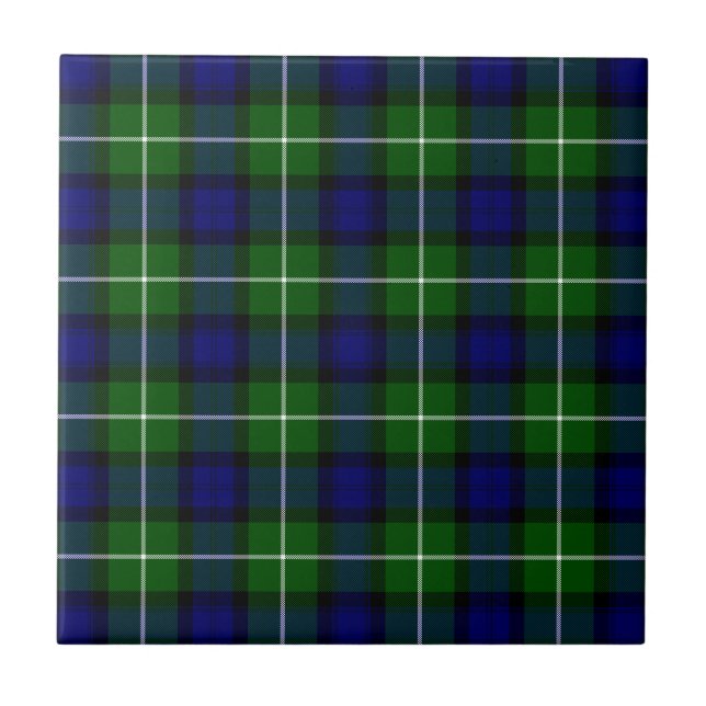 Azulejo De Cerâmica Xadrez azul-tartan (Frente)