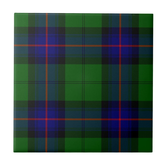 Azulejo De Cerâmica Xadrez azul-tartan armstrong e verde (Frente)