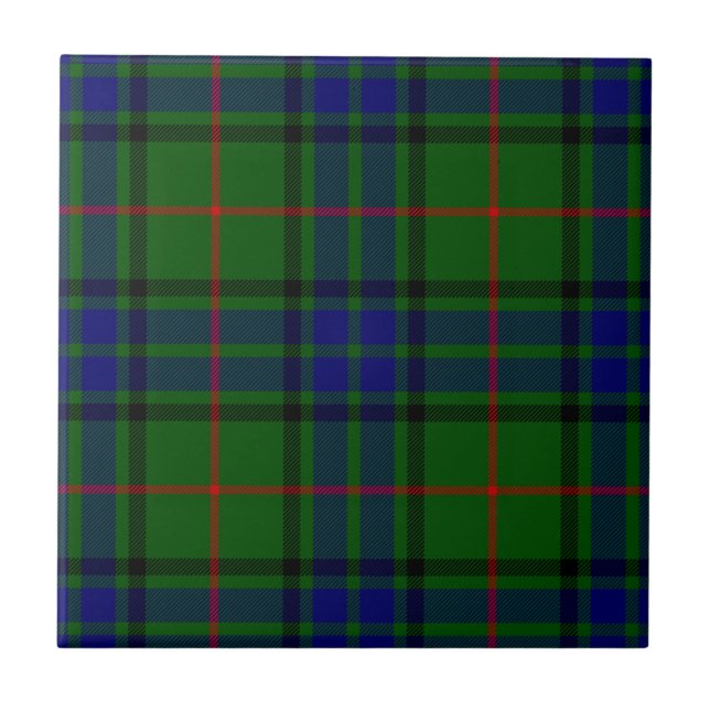 Azulejo De Cerâmica Xadrez azul-tartan Lauder (Frente)