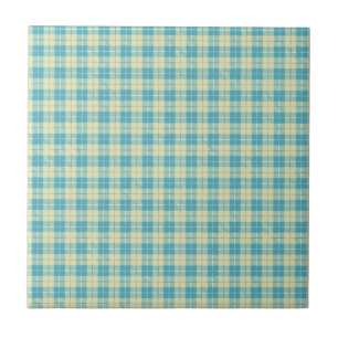 Azulejo De Cerâmica Xadrez Bonito azul e amarela pastel