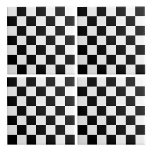 Azulejo De Cerâmica Xadrez Branco e Preto