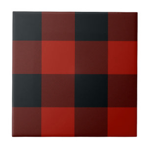 Azulejo De Cerâmica Xadrez Búfalo Rústico Preto Vermelho