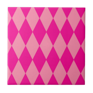 Azulejo De Cerâmica Xadrez de Diamantes Harlequim Rosa Claro e Escuro
