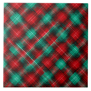 Azulejo De Cerâmica Xadrez de férias vermelho e verde