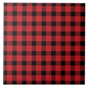 Azulejo De Cerâmica Xadrez de Lumberjack do País de Buffalo Vermelho