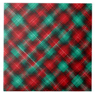 Azulejo De Cerâmica Xadrez de Natal vermelho e verde