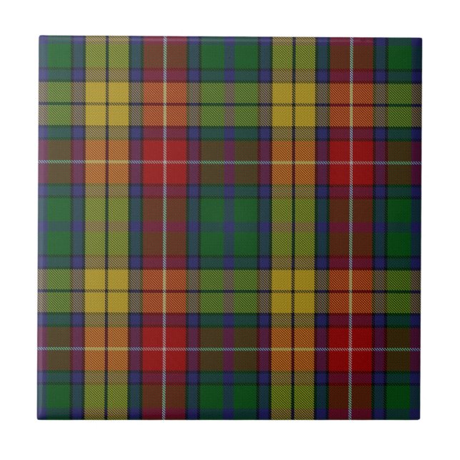 Azulejo De Cerâmica Xadrez de Tartan Caça ao Buchanan (Frente)