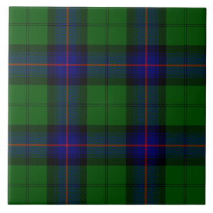 Azulejo De Cerâmica Xadrez do verde azul do tartan do clã de Armstron