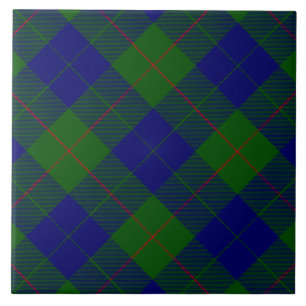 Azulejo De Cerâmica Xadrez do verde azul do tartan do clã de Barclay