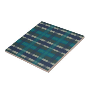 Azulejo De Cerâmica Xadrez Escocês Azul Verde Roxo E Turquesa