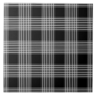Azulejo De Cerâmica Xadrez escocês preto e branco