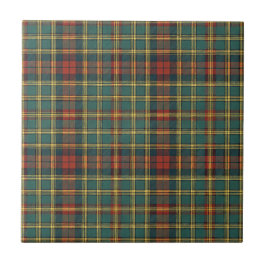 Azulejo De Cerâmica Xadrez Escocês Vermelho e Verde Clássico