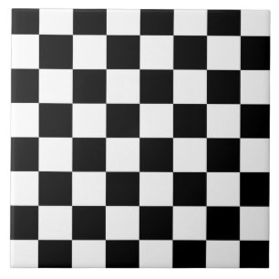 Azulejo De Cerâmica Xadrez Preto e Branco Clássico