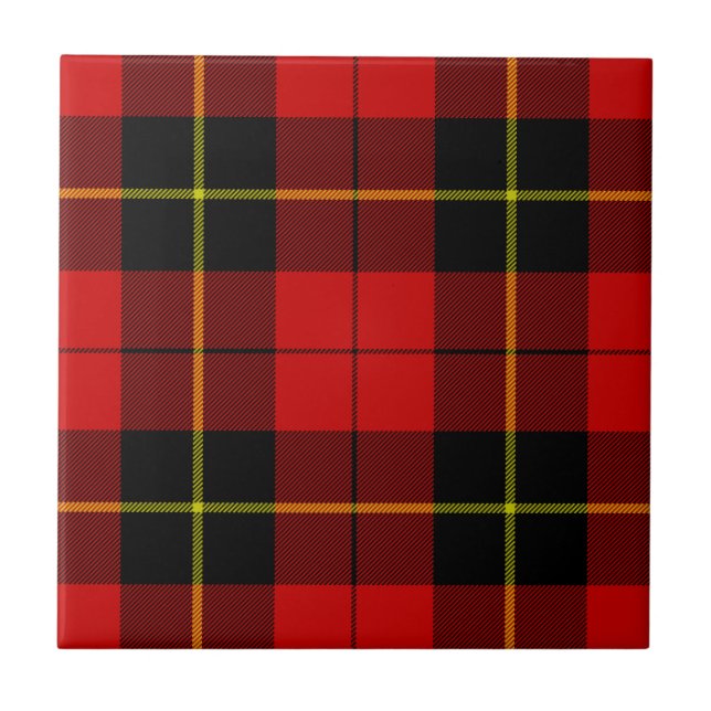 Azulejo De Cerâmica Xadrez preto Wallace Tartan (Frente)