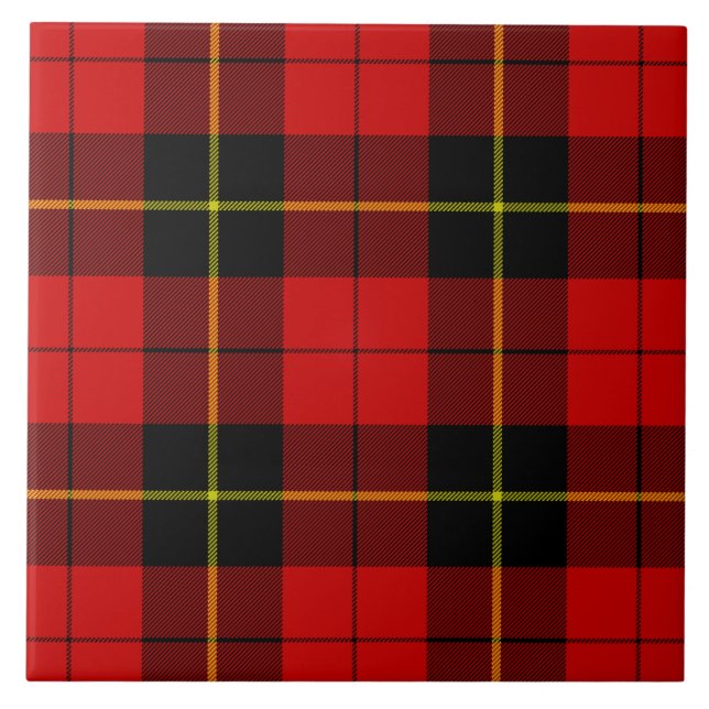 Azulejo De Cerâmica Xadrez preto Wallace Tartan (Frente)