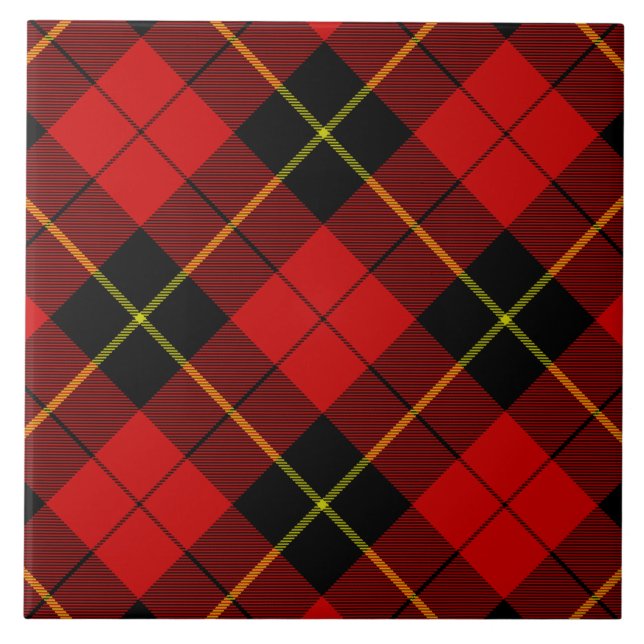 Azulejo De Cerâmica Xadrez preto Wallace Tartan (Frente)
