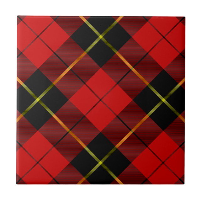 Azulejo De Cerâmica Xadrez preto Wallace Tartan (Frente)