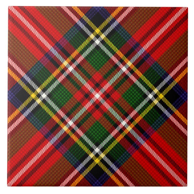 Azulejo De Cerâmica Xadrez Real Stewart Clan Tartan (Frente)