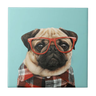Azulejo De Cerâmica Xadrez Shirt Pug