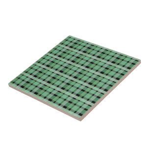 Azulejo De Cerâmica Xadrez Tartã Verde Listras Em Preto