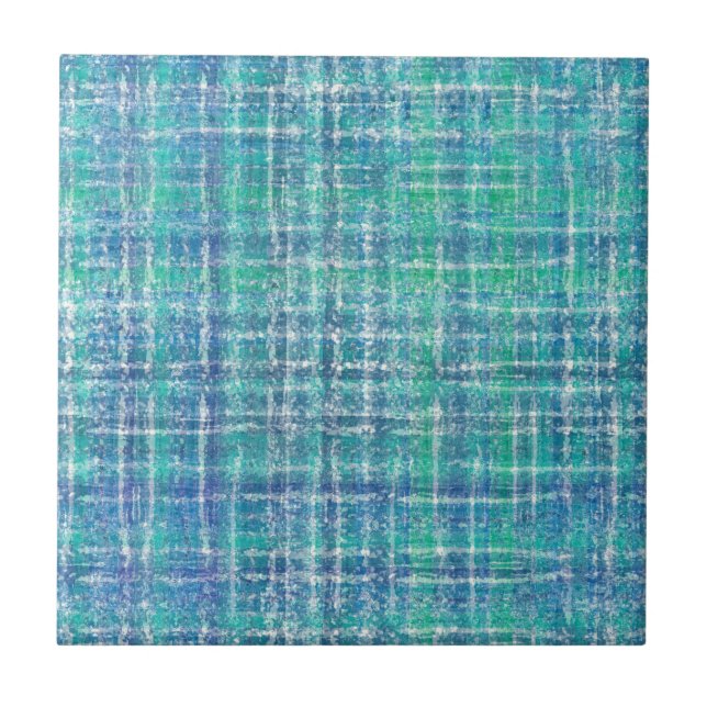 Azulejo De Cerâmica Xadrez texturizado turquesa (Frente)