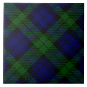 Azulejo De Cerâmica xadrez verde azul de tartan Black Watch