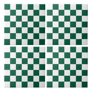 Azulejo De Cerâmica Xadrez Verde Caçador e Branco